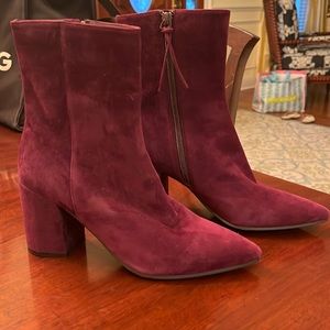 Lined Paola Wine Sued Heeled Boot!  Brand New!